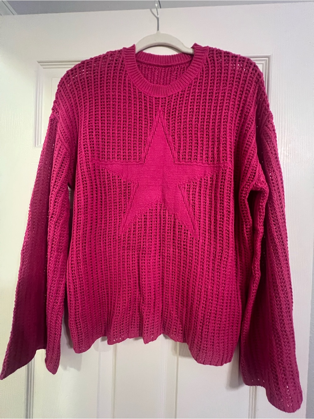 Magenta Star Knit Sweater - Women